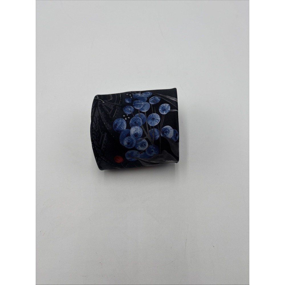 Desantis Collection Hand Made 100% Silk Tie Floral And Berries Print 56" Total L - Picture 8 of 11